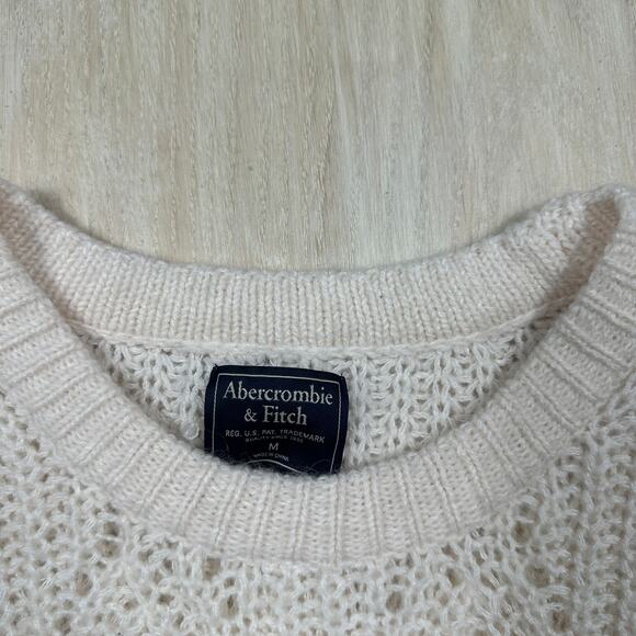 Abercrombie & Fitch Alpaca Blend Ivory Crew Neck Cozy Pullover Sweater Medium - Picture 6 of 13
